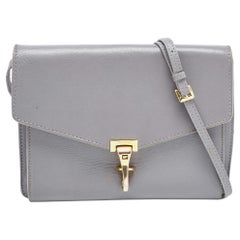 Used Burberry Dark Grey Leather Small Macken Crossbody Bag