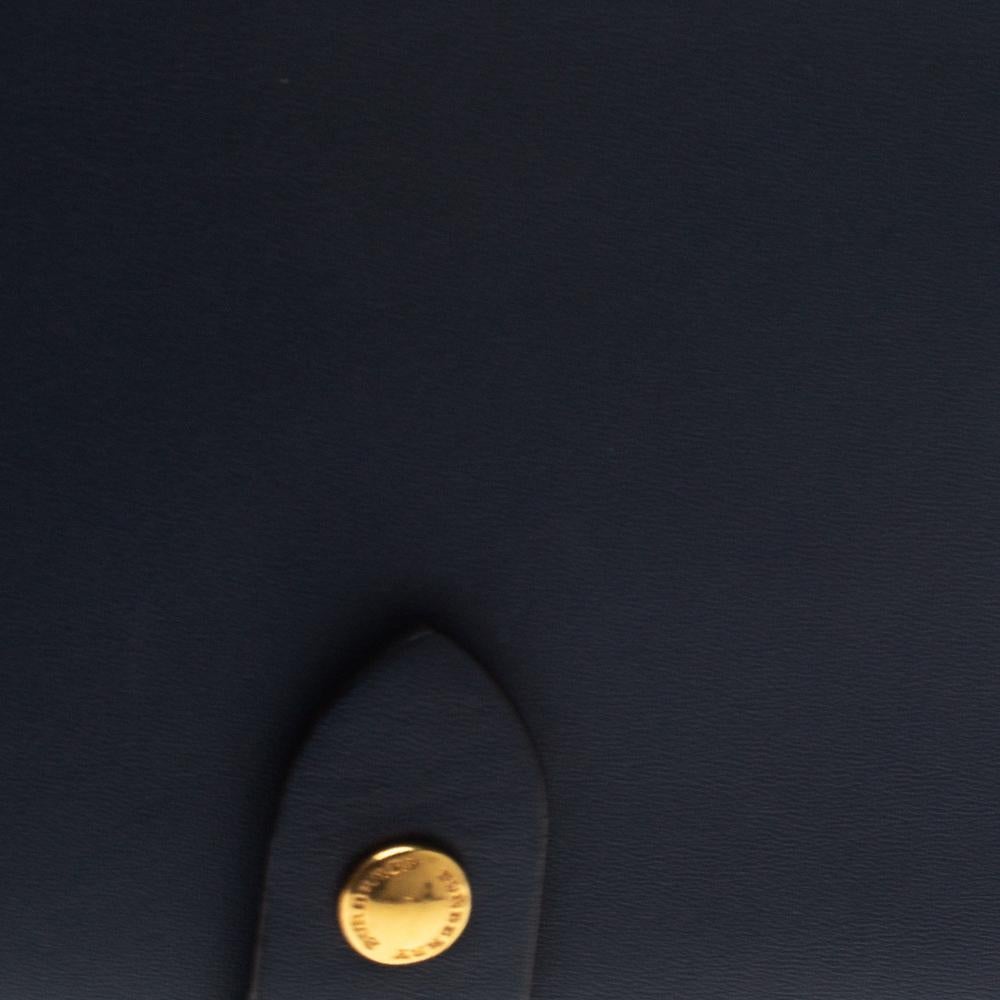 Burberry Dark Indigo Leather Harlow Continental Wallet In New Condition In Dubai, Al Qouz 2