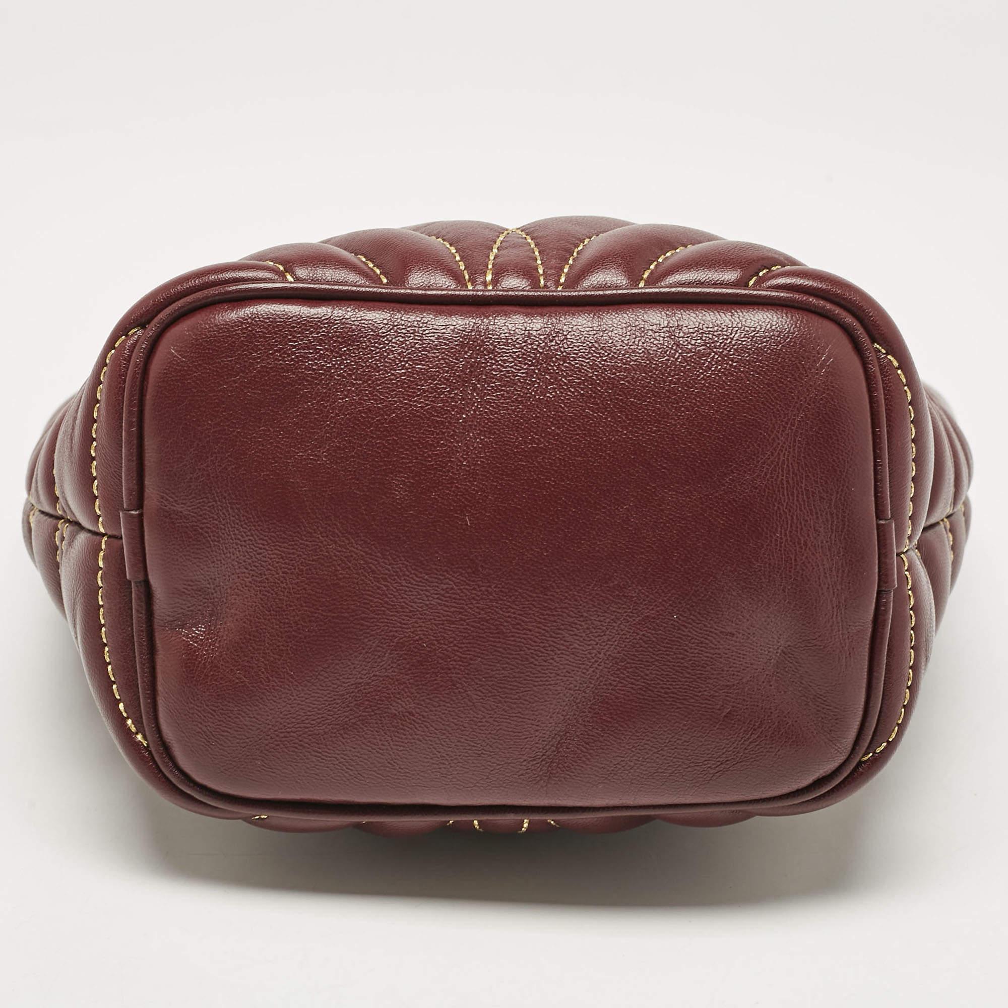 Burberry Dark Maroon Leather Mini Lola Bucket Bag For Sale 1