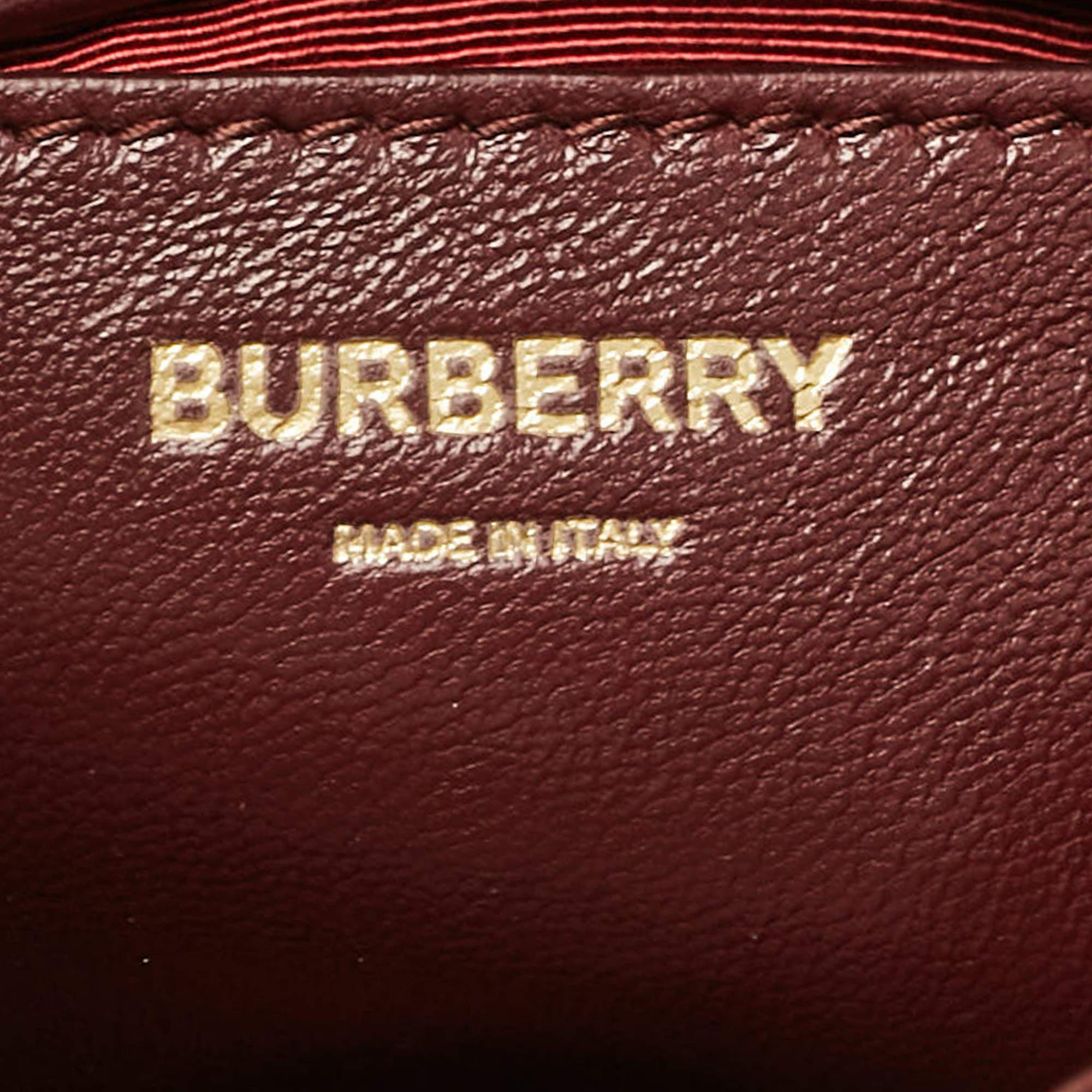 Burberry Dark Maroon Leather Mini Lola Bucket Bag For Sale 3