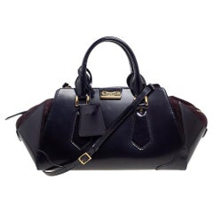 Burberry Dark Plum Shine Leather and Suede Blaze Satchel