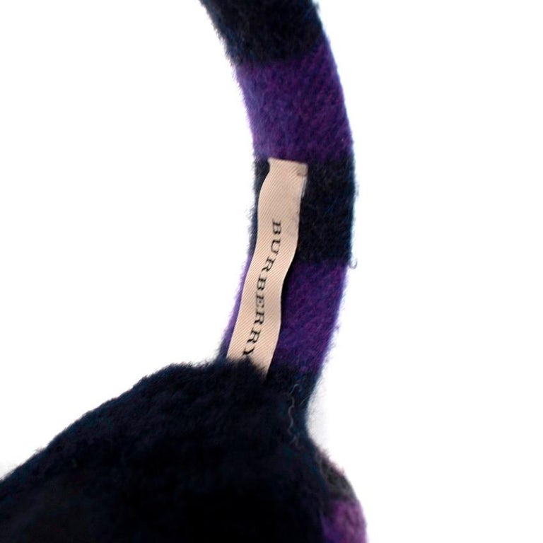 Burberry Dark Purple and Black Check Cashmere Earmuffs For Sale at 1stDibs  | burberry earmuffs