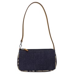 Burberry Denim Check Plaid Trim Pochette