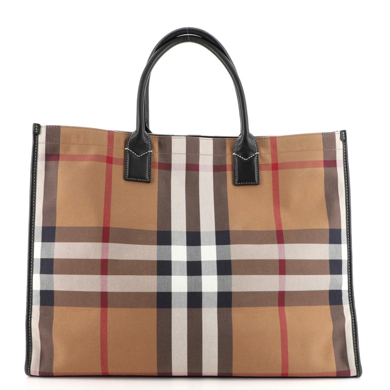 Burberry Denny Tote House Check Canvas Large at 1stDibs