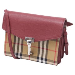Burberry Derby House Check Small Macken Crossbody Bag in Red Calfskin Leather