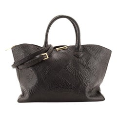Burberry Dewsbury Convertible Tote Check Embossed Leather Medium