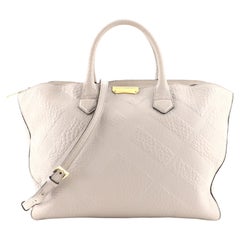 Burberry Dewsbury Convertible Tote Check Embossed Leather Medium