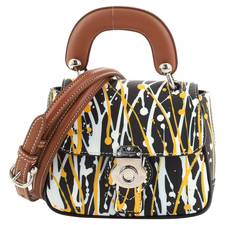 Burberry DK88 Top Handle Bag Printed Leather Mini For Sale at 1stDibs