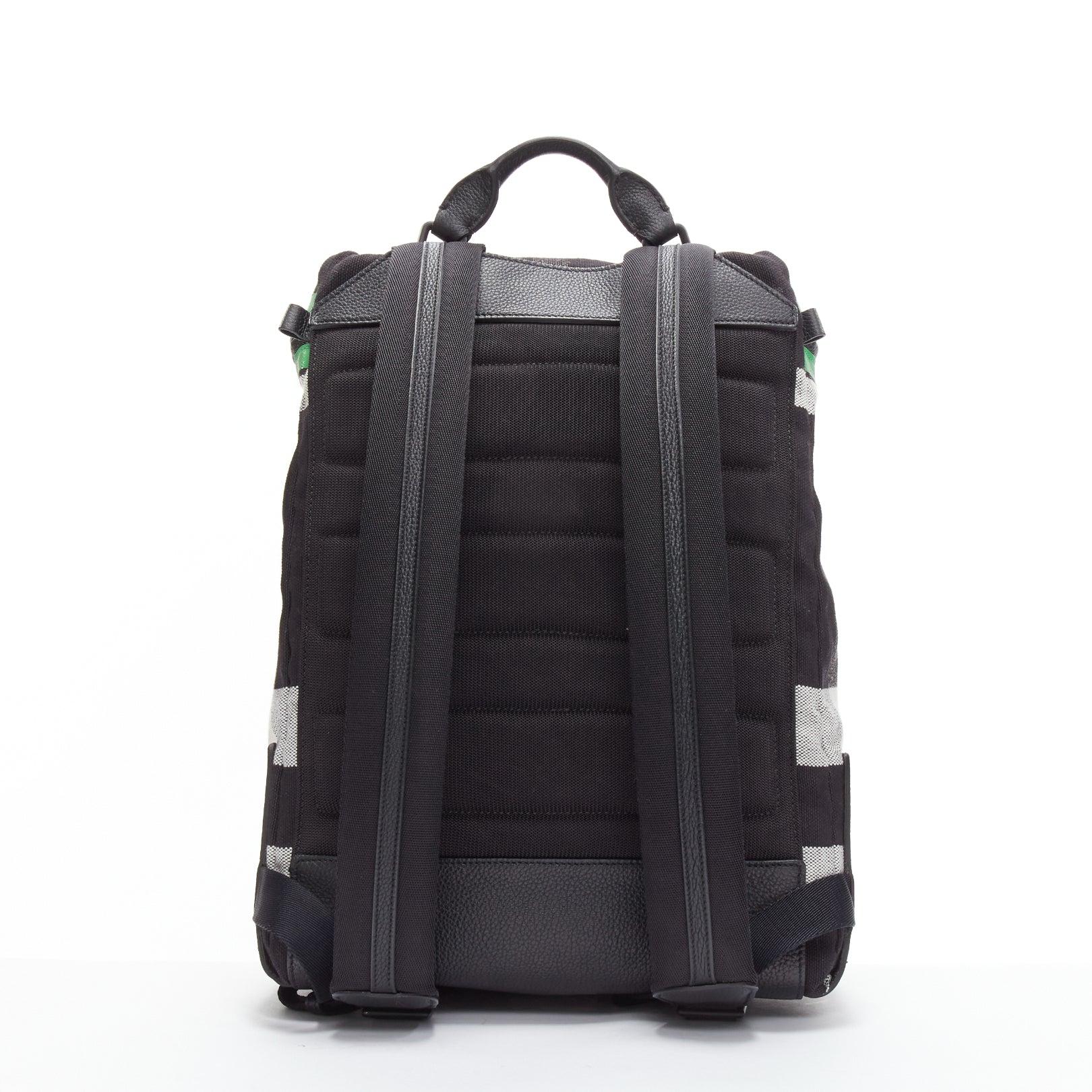 BURBERRY Donny House Check green black fabric leather trim backpack bag In Fair Condition In Hong Kong, NT