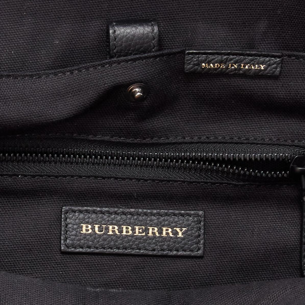 BURBERRY Donny House Check green black fabric leather trim backpack bag 4