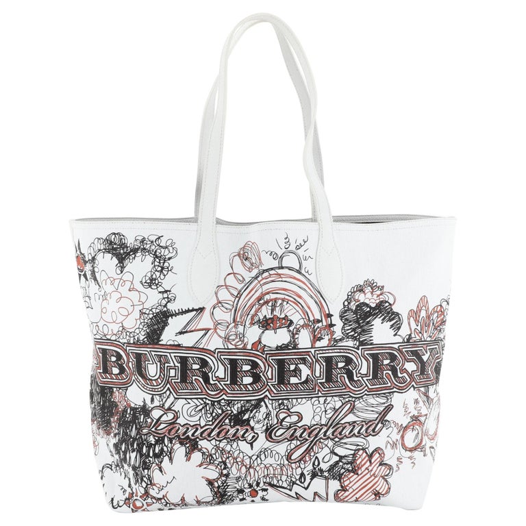 Burberry Doodle Reversible Tote Printed Canvas Large at 1stDibs