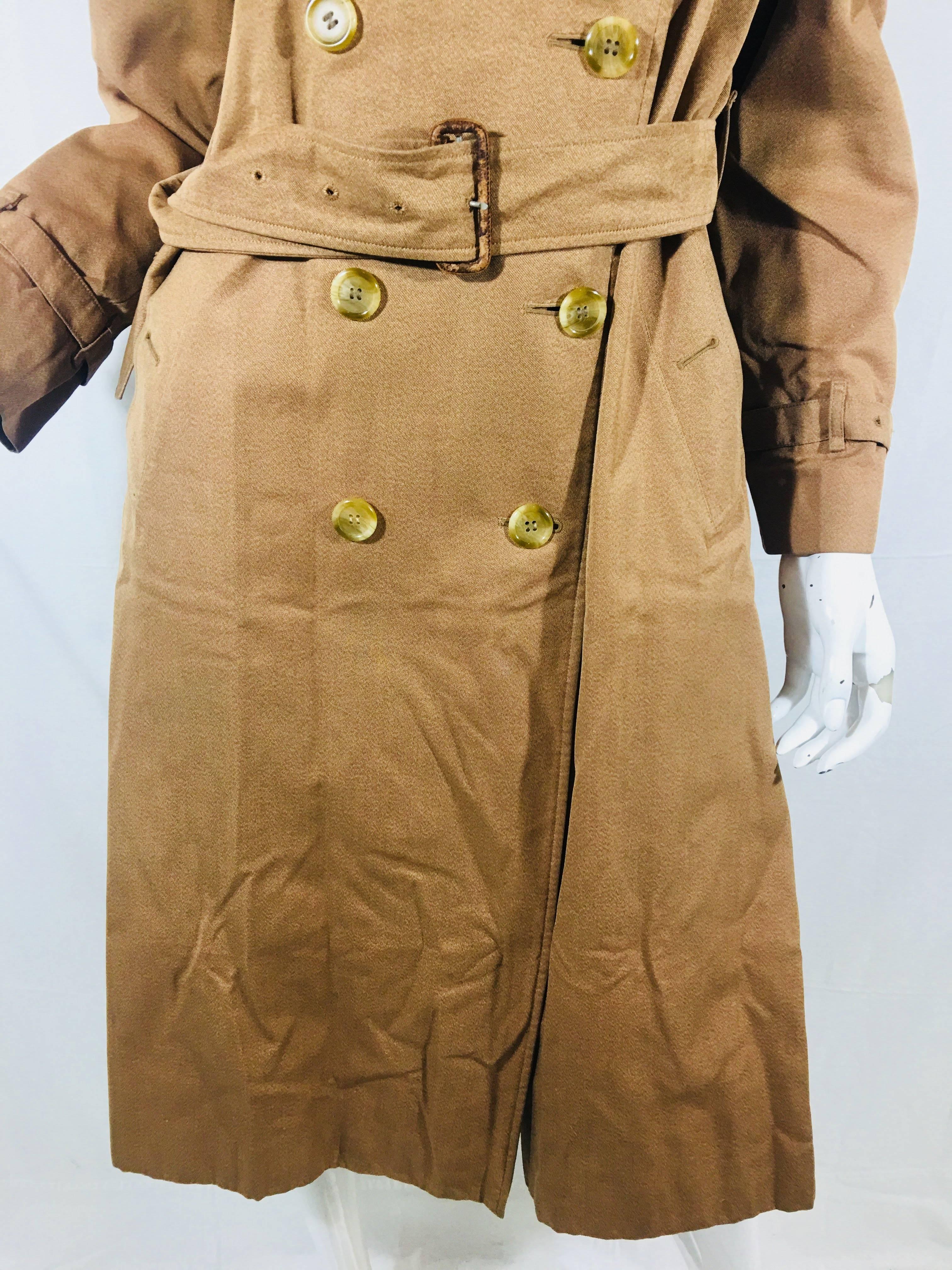 Burberry Double Breasted Trench Coat with Waist Belt, Signature Burberry Plaid Lining.