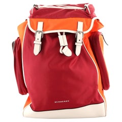 Rucksack mit doppelter Tasche und Kordelzug aus Nylon und Leder von Burberry Medium