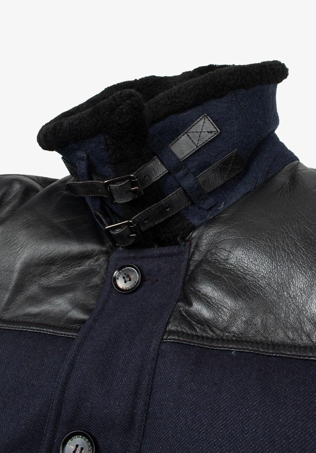 Black Burberry Down Shearling collar bomber Men Jacket Size L, S1063 For Sale