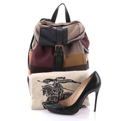 Burberry Drifton Backpack Color Block House Check Canvas with Leather