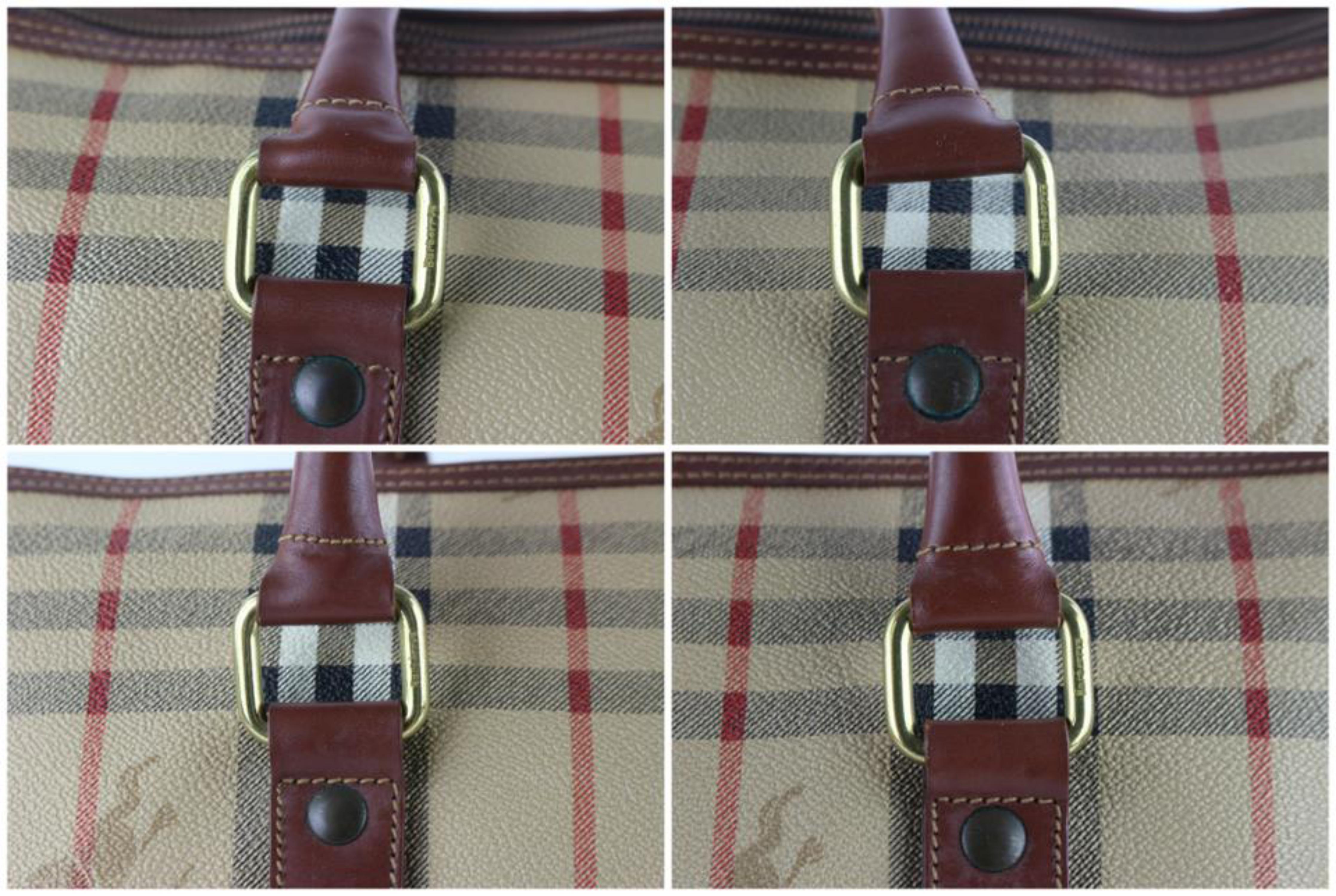 Burberry Duffle Nova Check Boston with 9burz1029 Brown Canvas Weekend/Travel Bag For Sale 8