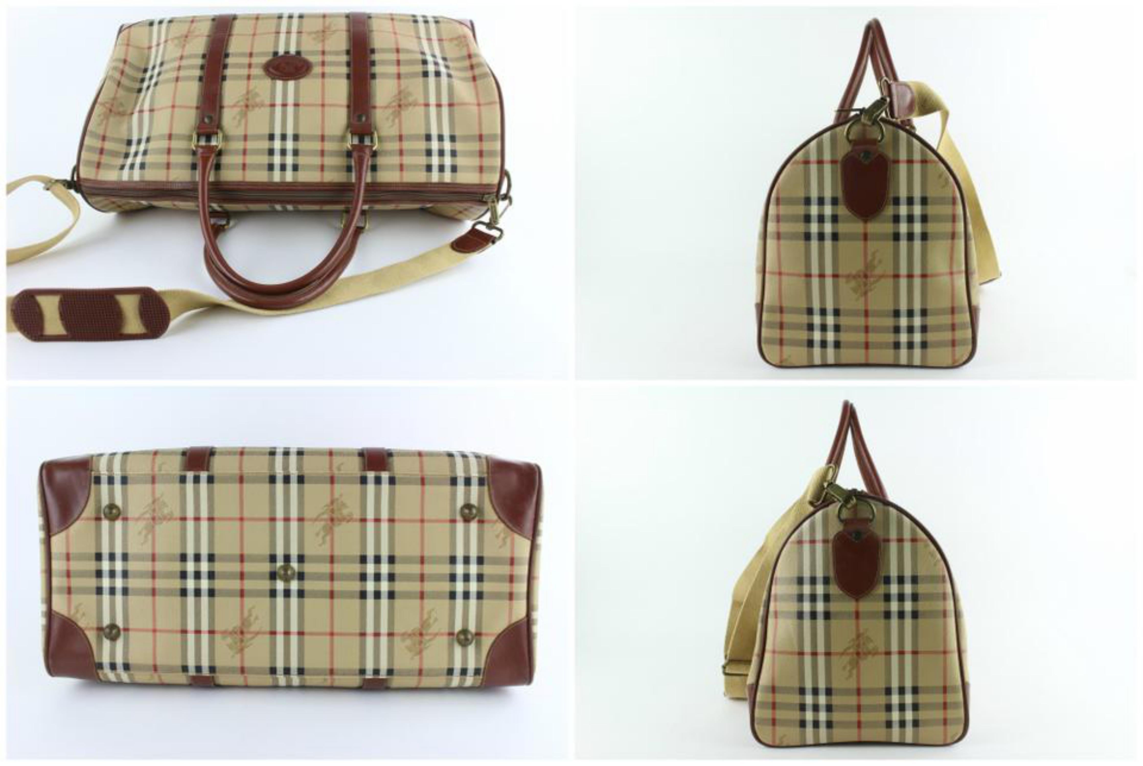 Burberry Duffle Nova Check Boston with 9burz1029 Brown Canvas Weekend/Travel Bag For Sale 1