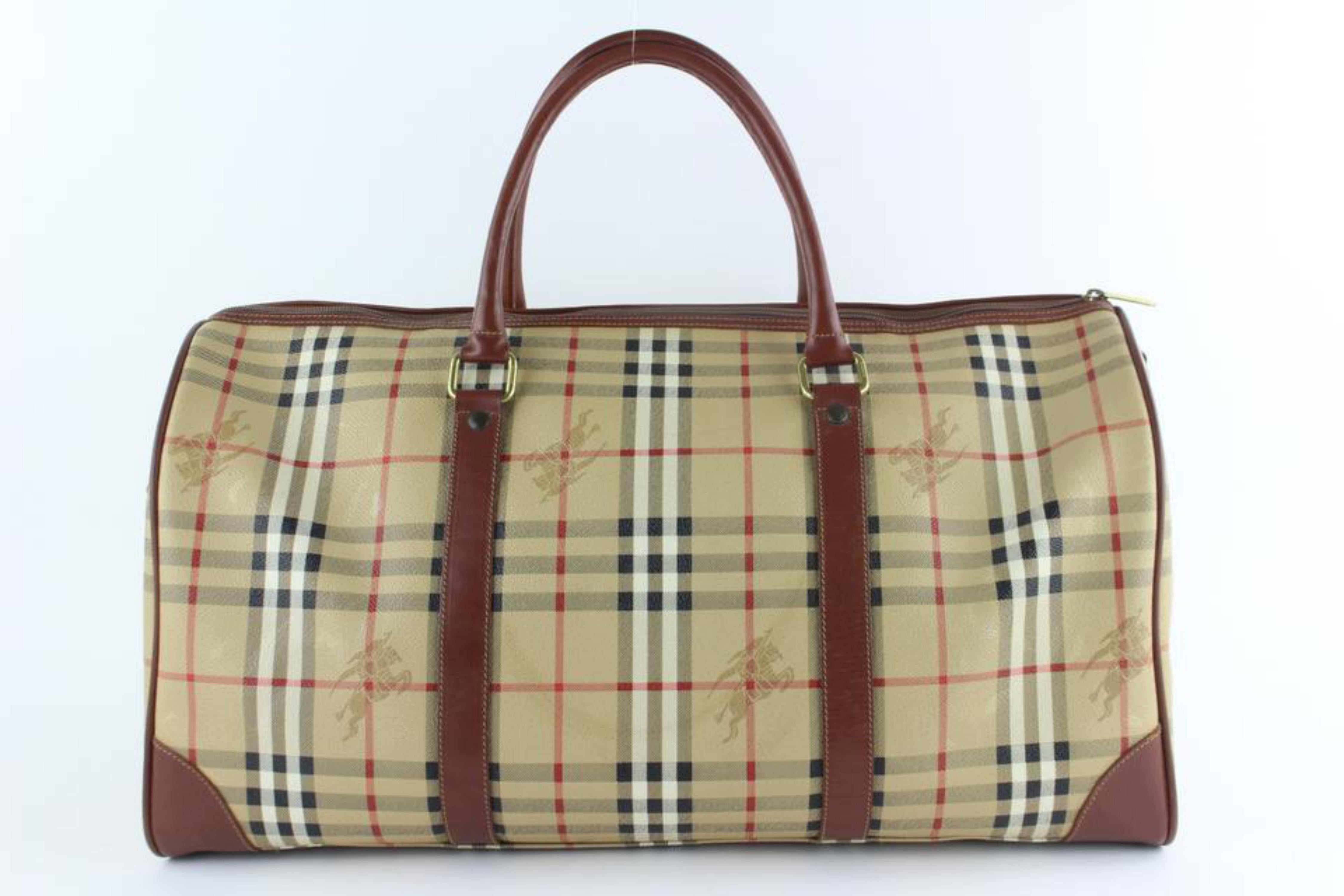 Burberry Duffle Nova Check Boston with 9burz1029 Brown Canvas Weekend/Travel Bag For Sale 2