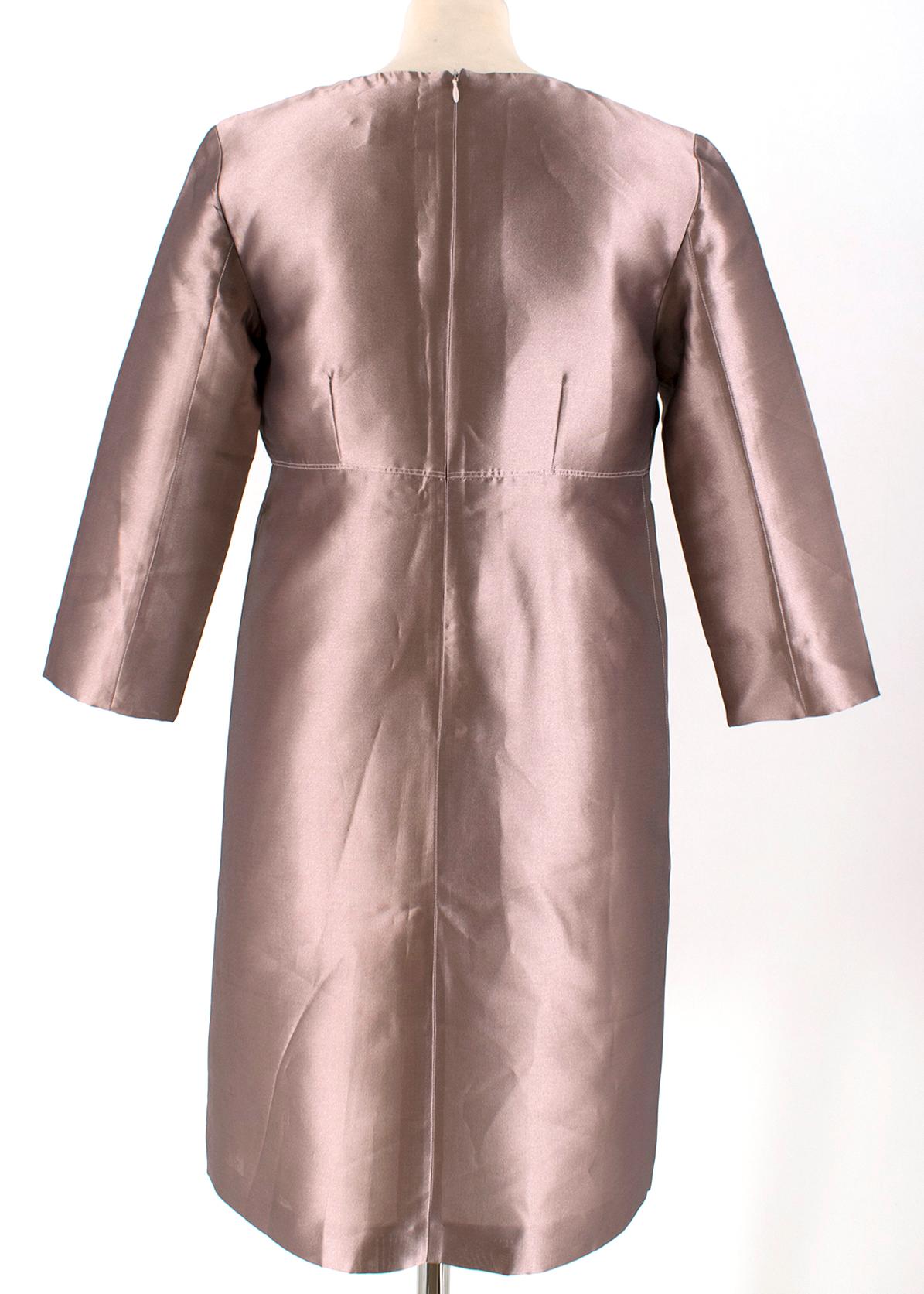 Brown Burberry Dusty Pink Silk Satin Shift Dress - Size US 4 For Sale