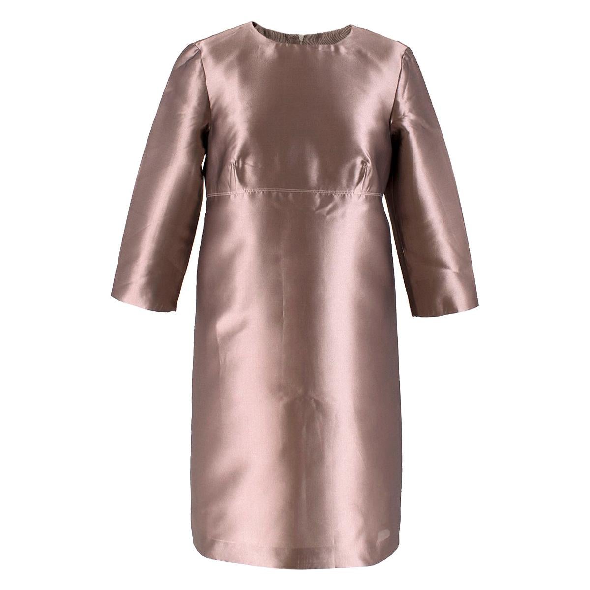 Burberry Dusty Pink Silk Satin Shift Dress - Size US 4 For Sale