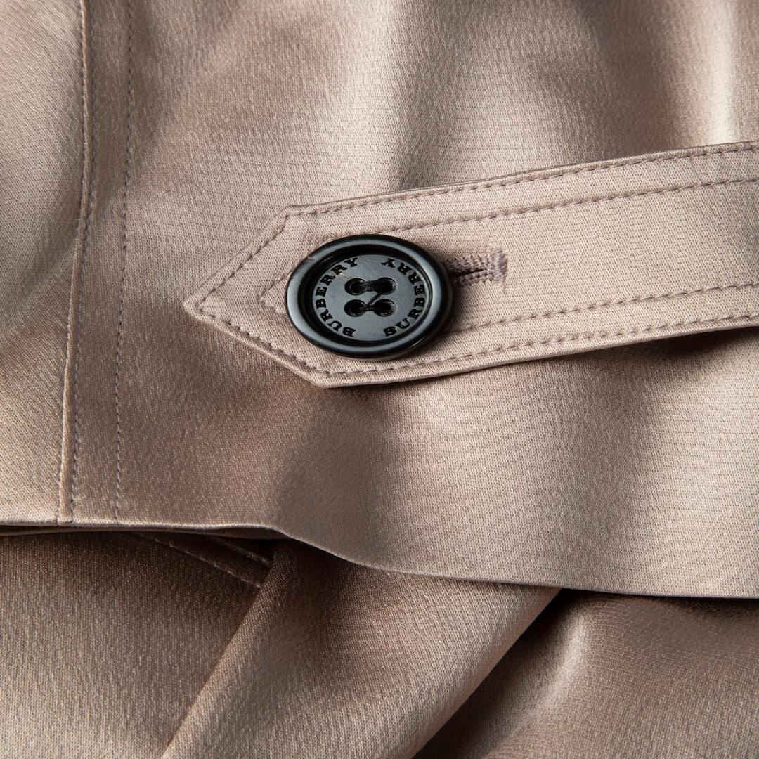 Brown Burberry Dusty Pink Silk Trench Coat Size XS For Sale