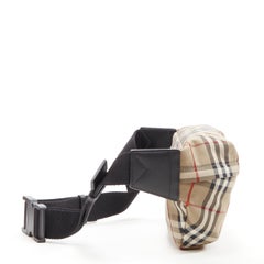 BURBERRY Econyl Signature House Check brown checkered zip bum bag crossbody