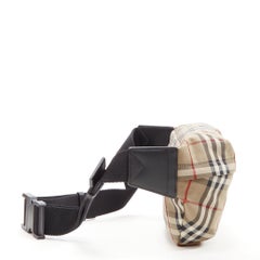 BURBERRY Econyl Signature House Check brown checkered zip bum bag crossbody