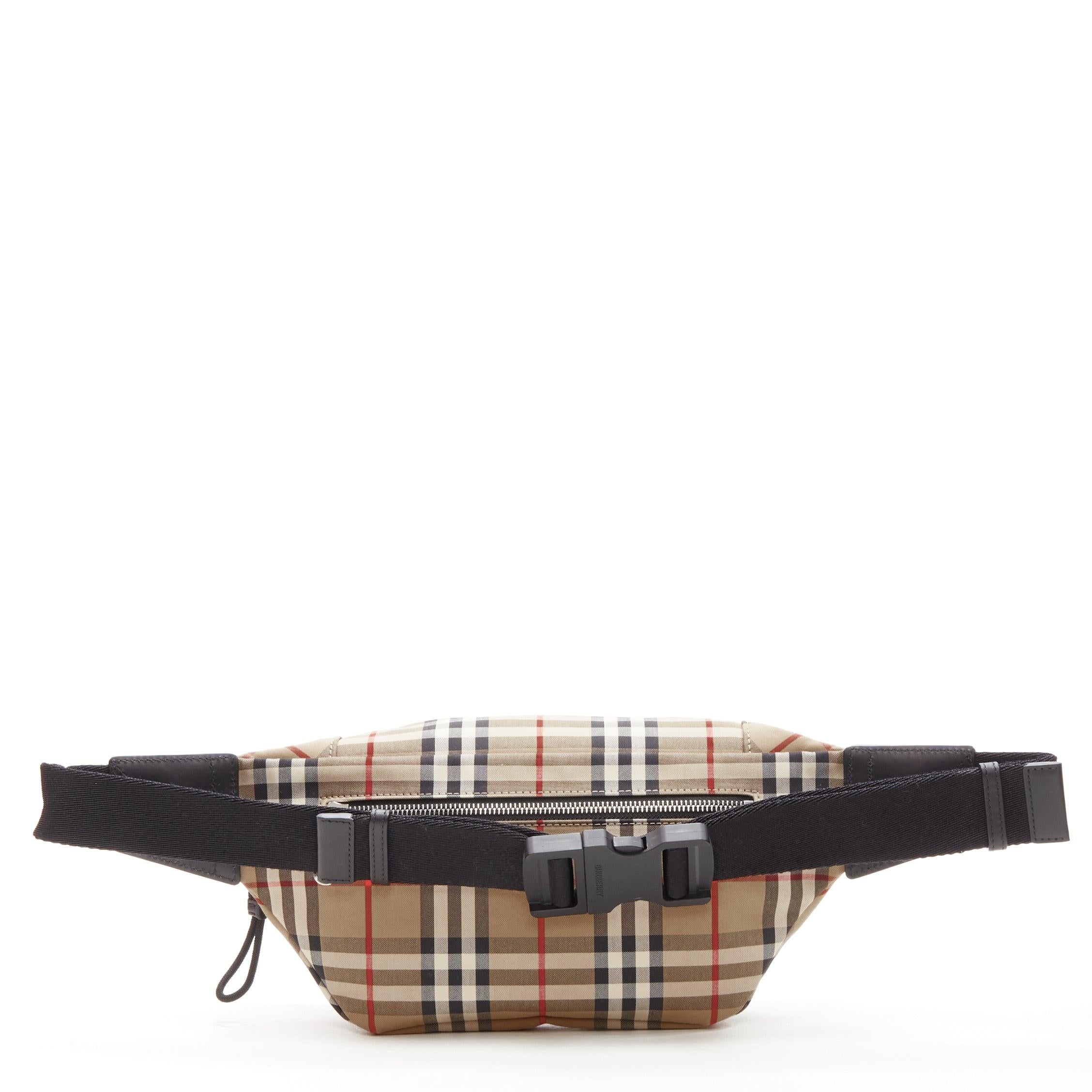 Brown BURBERRY Econyl Signature House Check brown checkered zip bum bag crossbody For Sale
