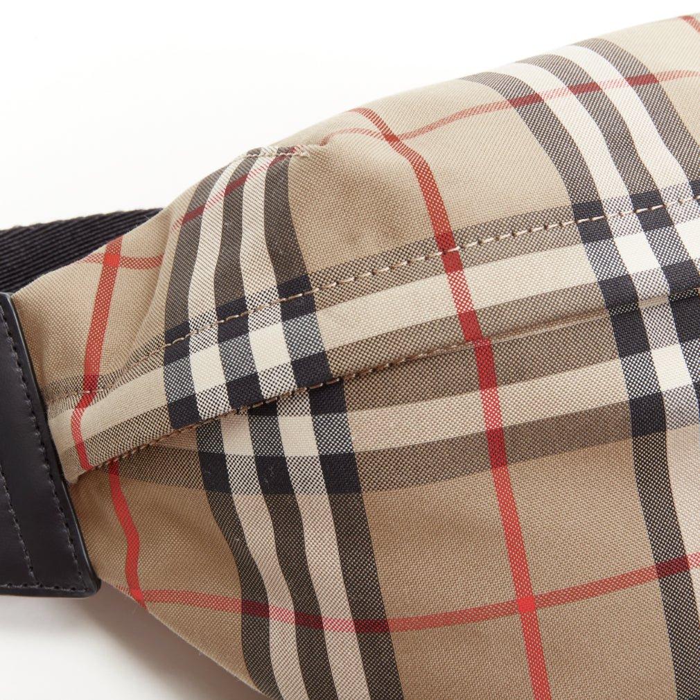 Women's BURBERRY Econyl Signature House Check brown checkered zip bum bag crossbody For Sale