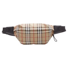 BURBERRY Econyl Signature House Check brown checkered zip bum bag crossbody