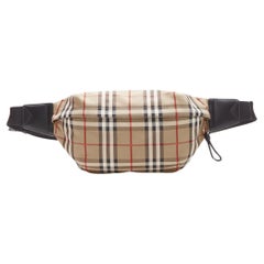 BURBERRY Econyl Signature House Check brown checkered zip bum bag crossbody