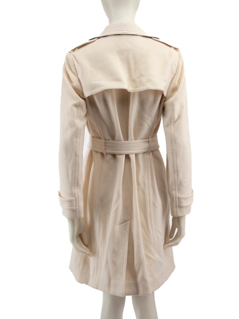 Beige Burberry Ecru Cashmere Belted Trench Coat Size M
