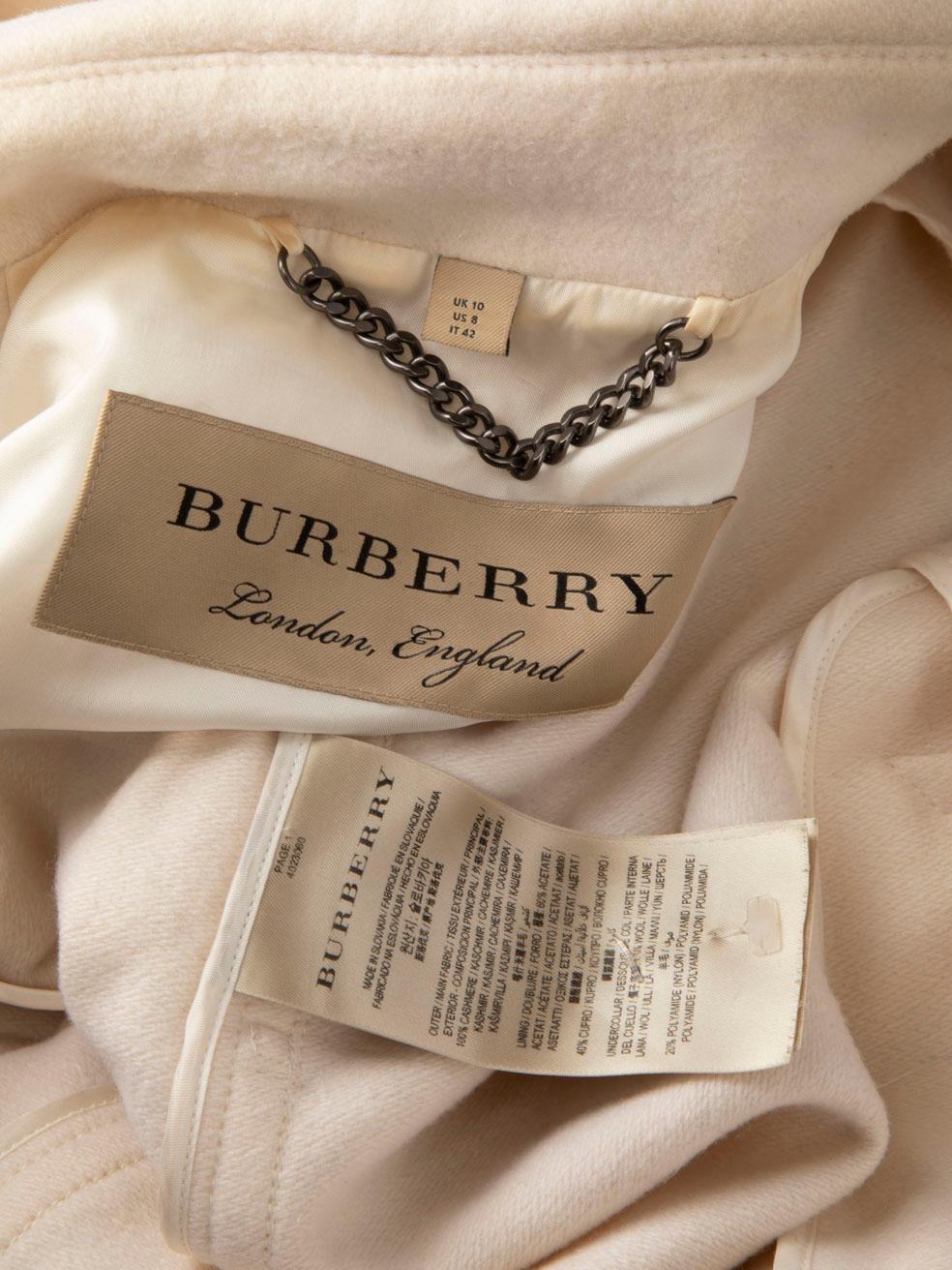 Burberry Ecru Cashmere Belted Trench Coat Size M 3