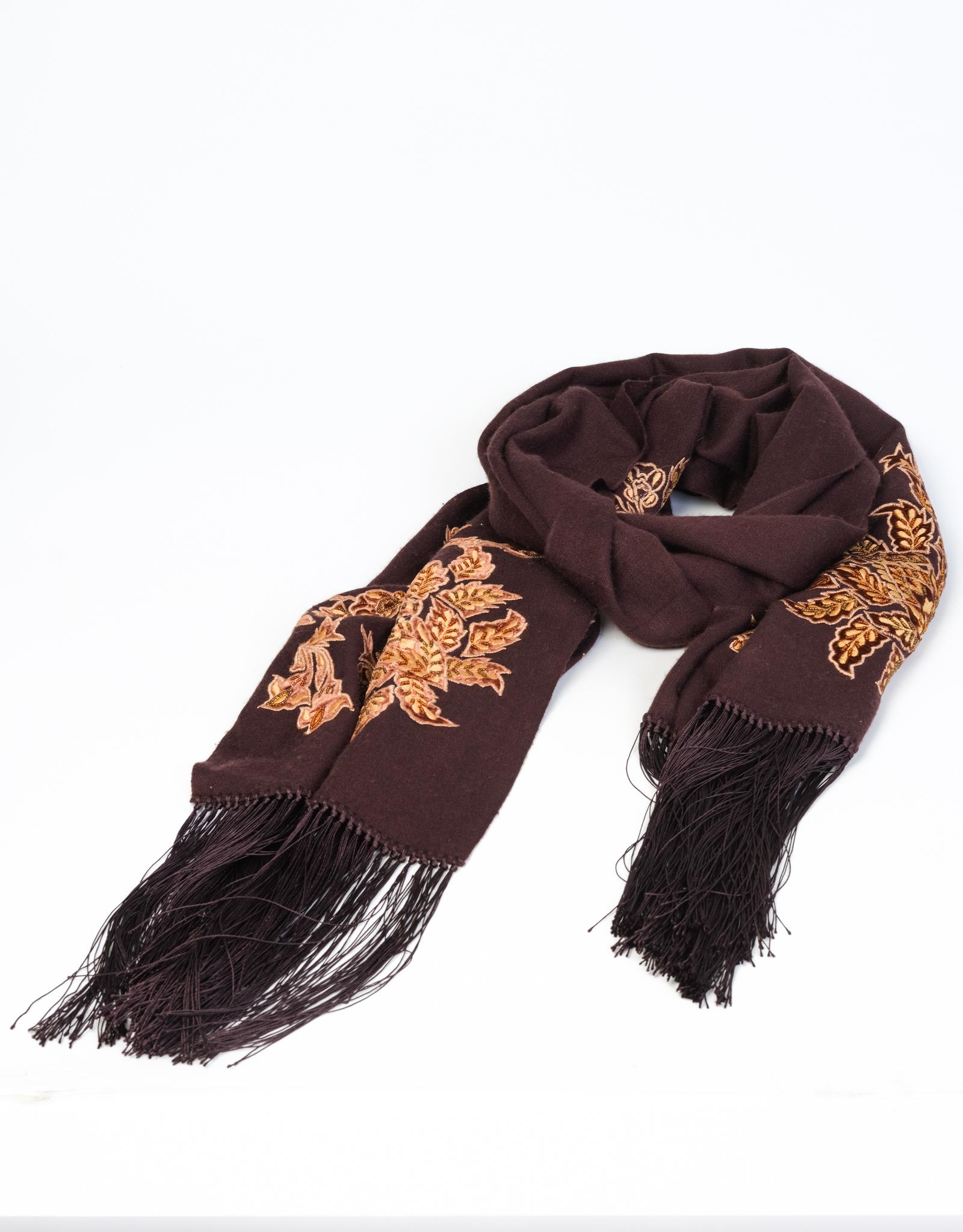 Black Burberry Embroidered Cashmere Brown Stole For Sale