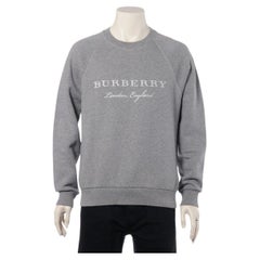 Felpa in cotone con logo ricamato Burberry - Grigio