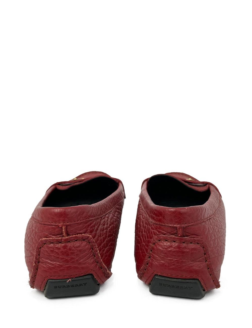 Women's Burberry EU 38 Red Leather Loafers For Sale