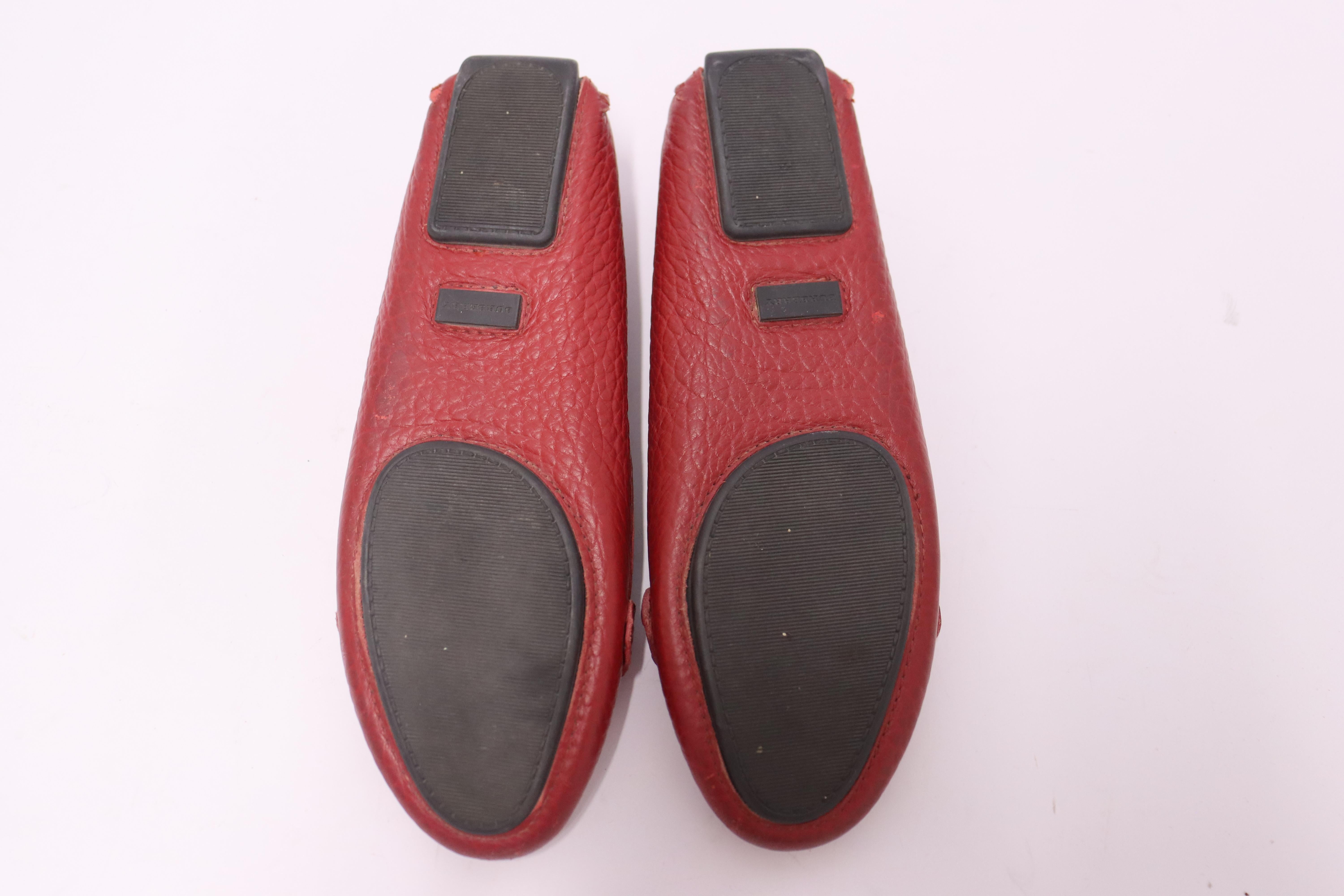 Burberry EU 38 Red Leather Loafers For Sale 3