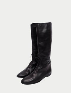 Burberry Black Sleek Leather Riding Boots - EU 41