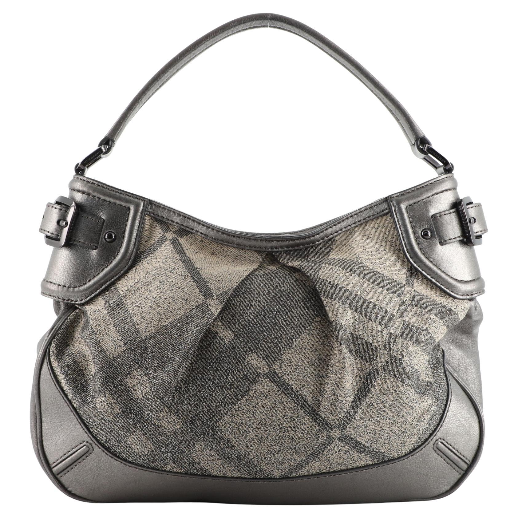 Burberry Fairby Hobo Shimmer Nova Check Canvas with Leather Medium For Sale  at 1stDibs