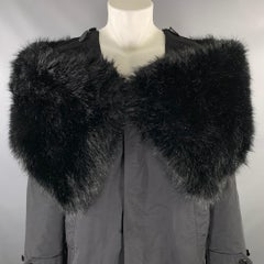 BURBERRY Fall-Winter 2022  Size 40 Black Textured Polyamide Off-Shoulder Coat