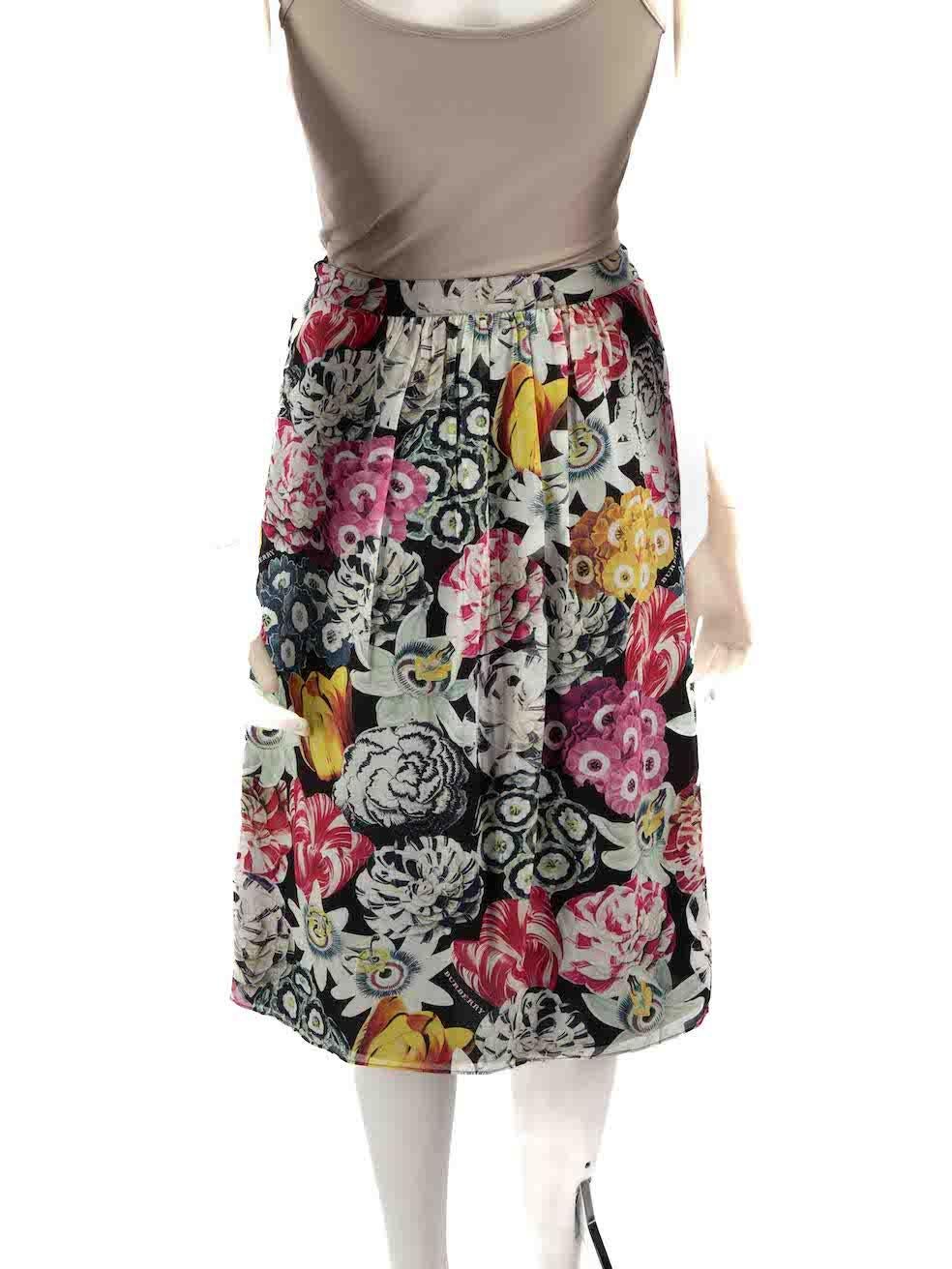 Brown Burberry Floral Print Straight Skirt Size XXS