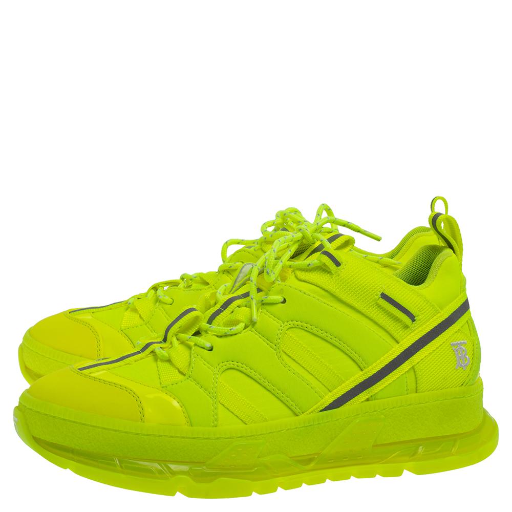 Burberry Fluorescent Yellow Nylon And Polyamide Union Low Top Sneakers Size 40 In Good Condition In Dubai, Al Qouz 2
