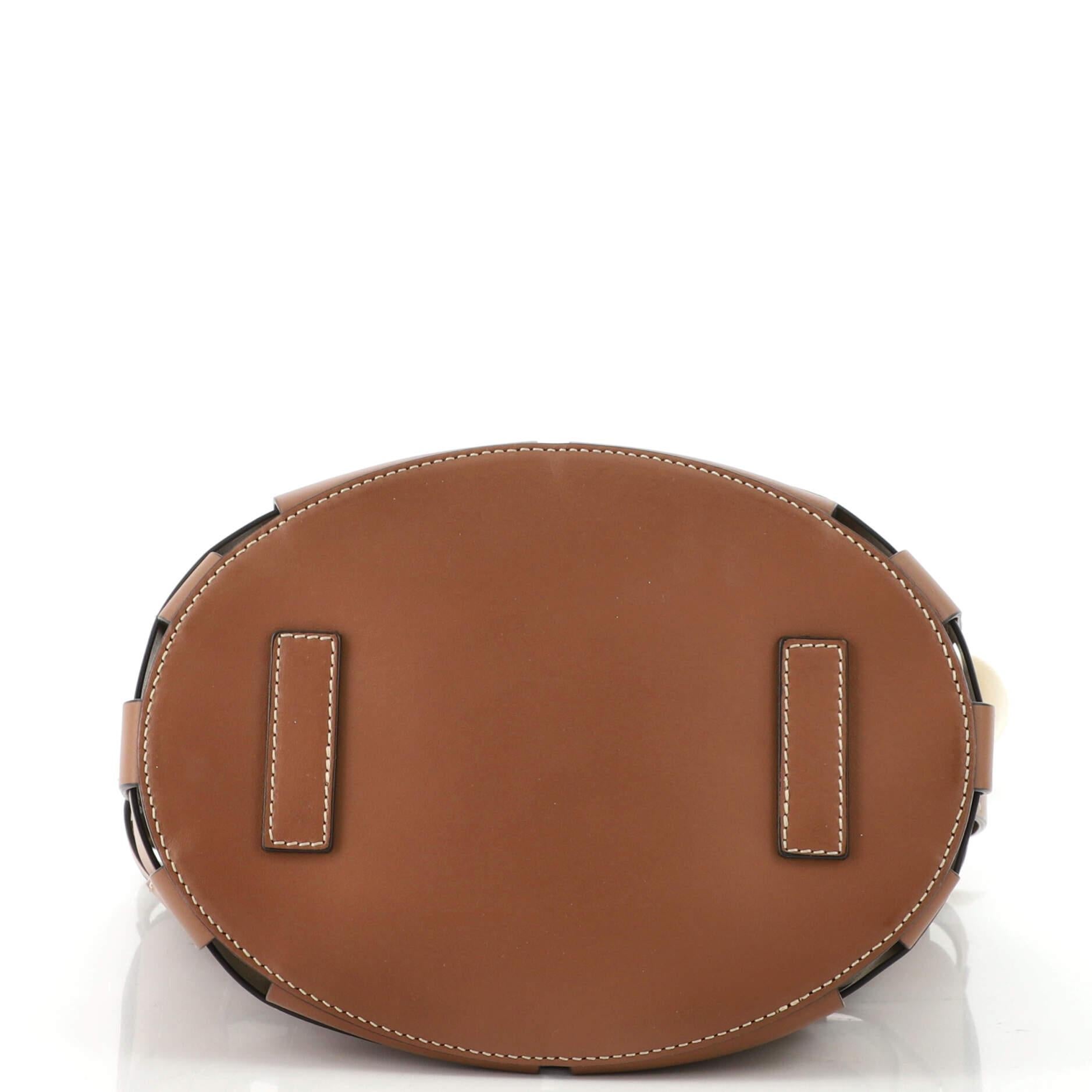 Brown Burberry Foster Bucket Bag Leather