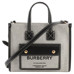 Burberry Freya Shopping Tote Canvas with Leather Mini
