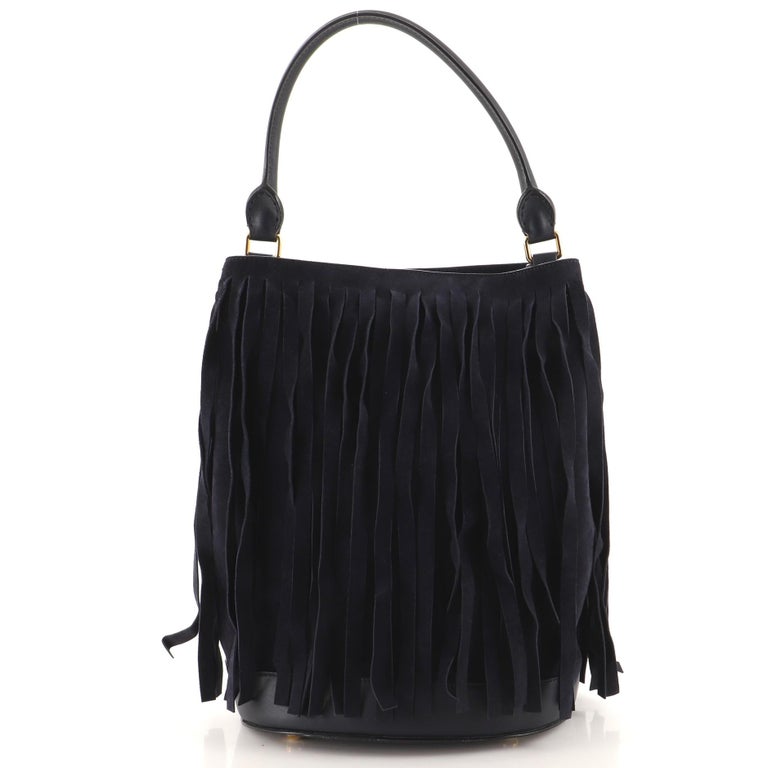 Burberry Fringe Bucket Bag Suede For Sale at 1stDibs