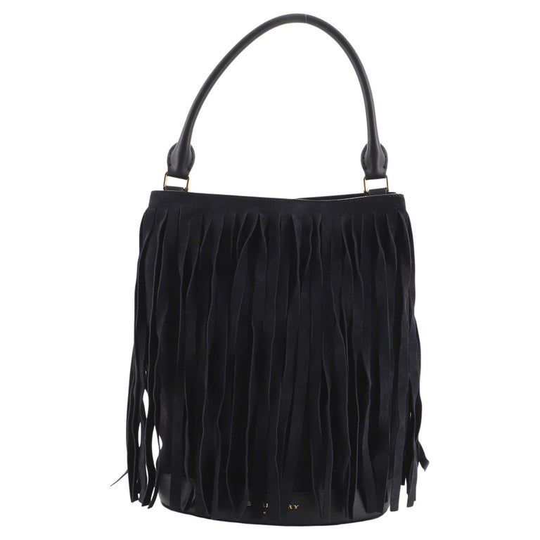Burberry Fringe Bucket Bag Suede For Sale at 1stDibs