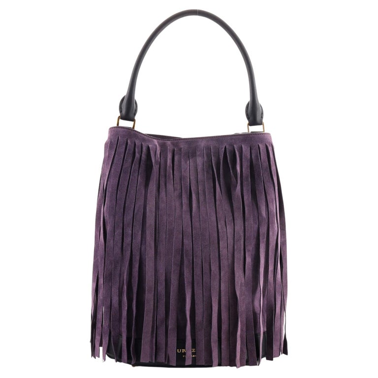 Burberry Fringe Bucket Bag Suede For Sale at 1stDibs