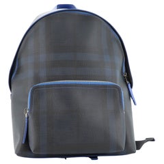 Burberry Front Pocket Backpack London Check Coated Canvas with Leather Medium