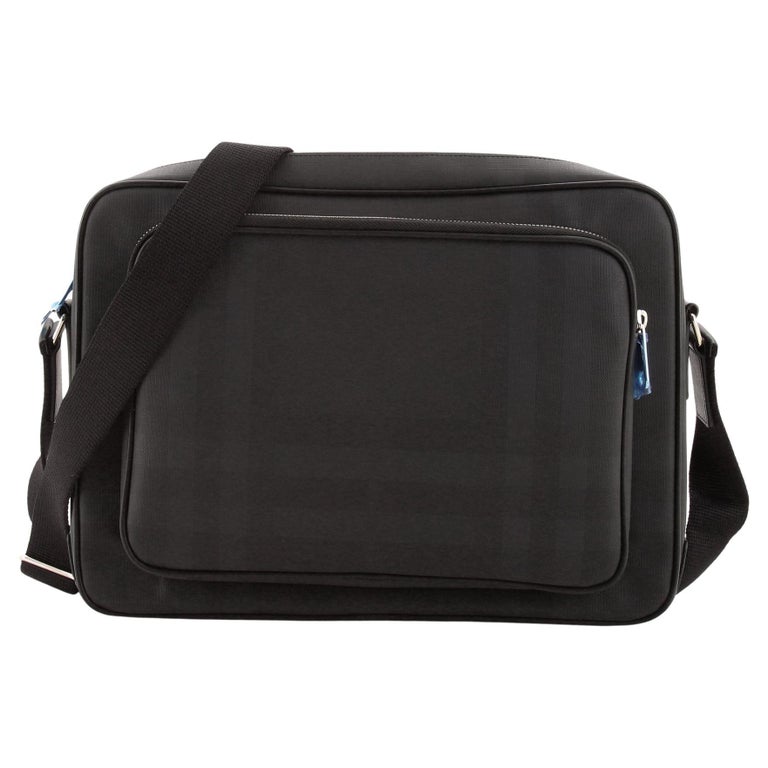 Burberry Front Pocket Messenger Bag Smoked Check Canvas Large at 1stDibs