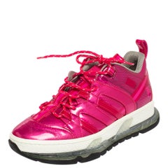 Burberry Fuchsia Glossy Vinyl Union Low Top Sneakers Size 37.5